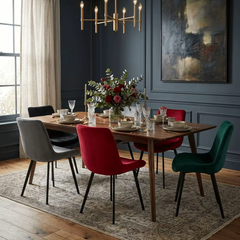 Housses de chaise de salle à manger en velours, couverture intégrale élastique, dossier court, couleur unie, anti-poussière, extensibles, pour décoration de fête