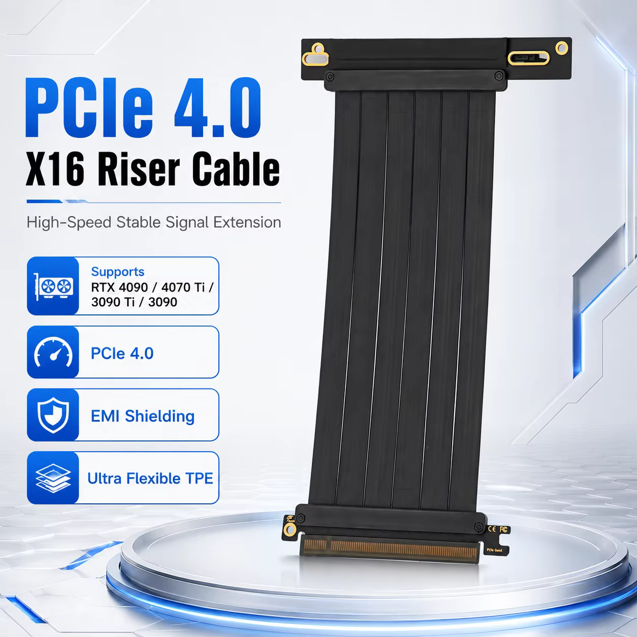 PCI Express 3.0/4.0x16 à x16 Gen 4 GPU Double carte graphique inverse câble d'extension
