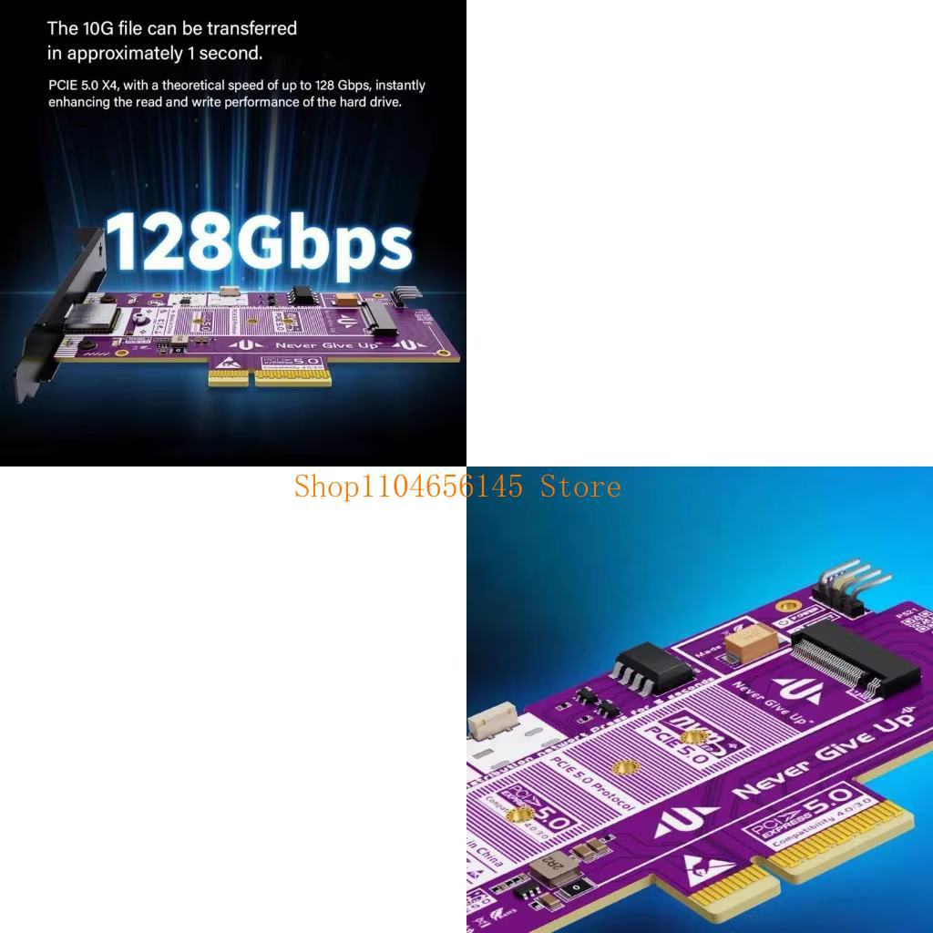 Carte d'extension PCIe5.0 M.2 NVMe à vitesse rapide prenant en charge le contrôle de l'alimentation du PC à distance et une large compatibilité pour plusieurs interfaces