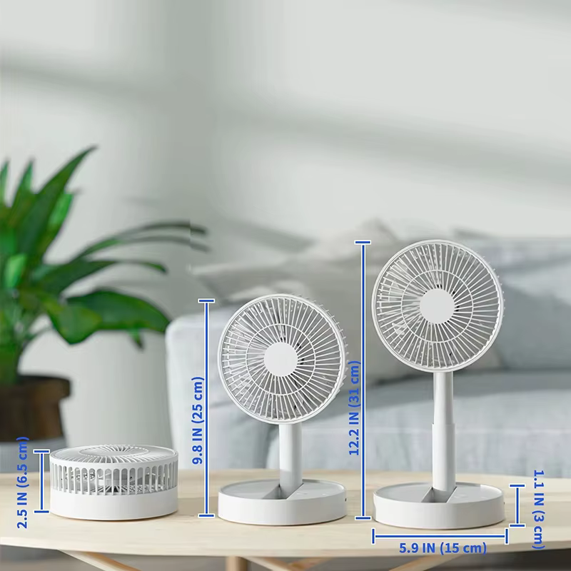 Ventilateur de bureau portable pliable Lenovo, rechargeable par USB C, batterie 3600 mAh, 4 vitesses, ultra silencieux, pour la maison, le bureau, la chambre à coucher, le dortoir