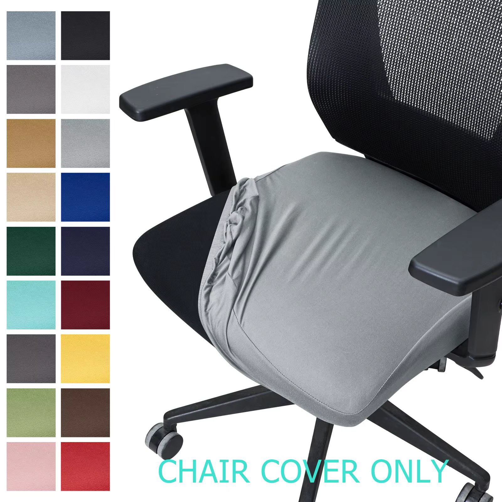 Housse de siège de chaise de bureau extensible, solide, pour chaise d'ordinateur, 1 pièce, housse de siège de fauteuil, adaptée au siège de 38 à 52cm de largeur