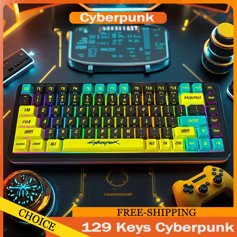 Cyberpunk 129 touches Keycap cerise profil côté gravé translucide Keycaps Pbt personnalisé adapté Wooting Key Caps cadeau