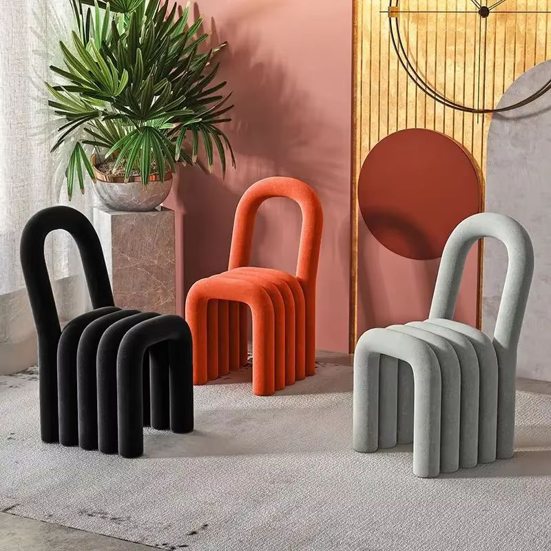 Chaise de maquillage en velours irrégulier en peluche pour chambre de filles