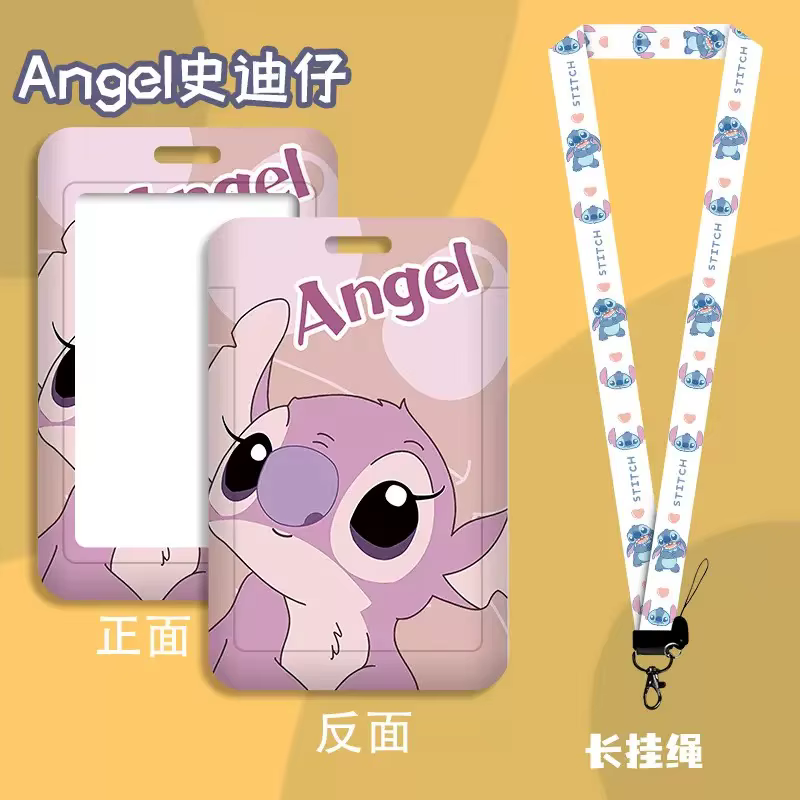 Porte-badge Disney Stitch avec cordon, étui pour cartes d'identité et de crédit, accessoires pour filles et garçons