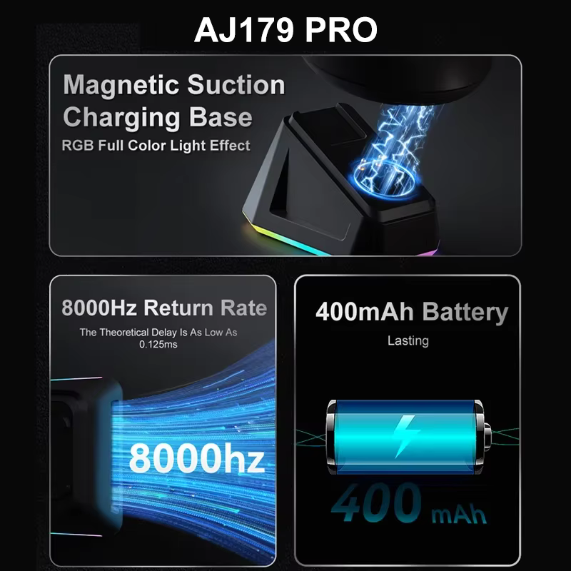 Souris de jeu sans fil AJAZZ AJ179 PRO PAW3395 avec base de charge RGB
