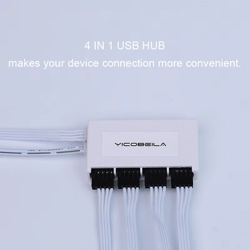 RGEEK 4 en 1 carte mère d'ordinateur interne USB2.0 9PIN HUB extenseur séparateur pour boîtier PC contrôleur RGB
