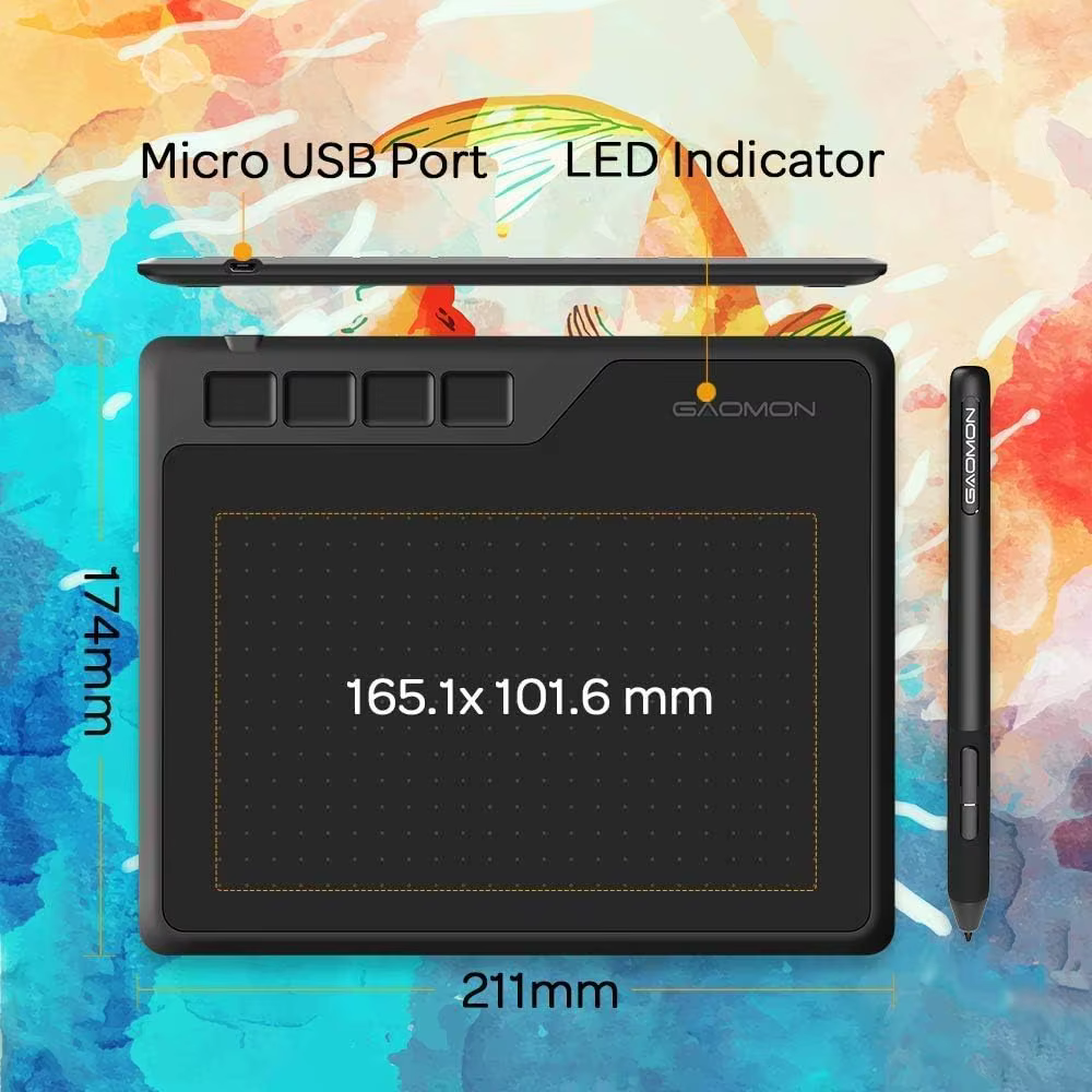 Gaomon S620 tablette graphique 6.5*4 pouces petit dessin tablette numérique pour OSU prise de notes peinture Compatible avec téléphone Android