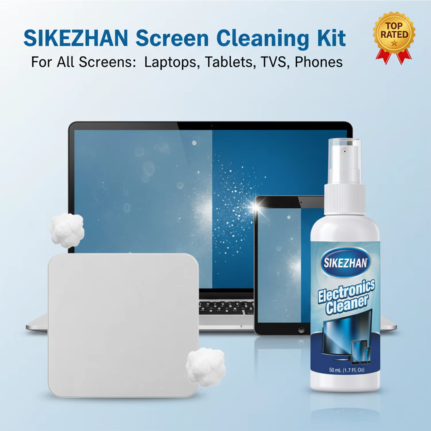 Kit de pulvérisation et d'essuyage pour nettoyeur d'écran