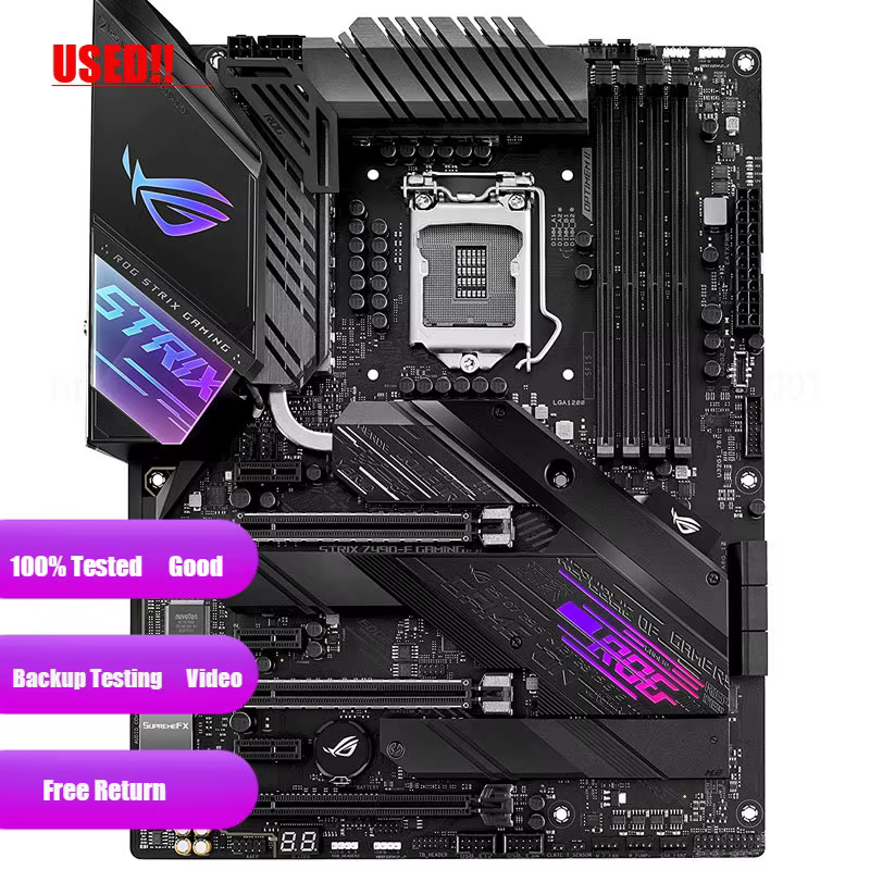 Carte mère ASUS ROG STRIX Z490-E GAMING DDR4 128 Go M.2 PCI-E 3.0 USB3.2 ATX pour processeur Intel de 10e génération
