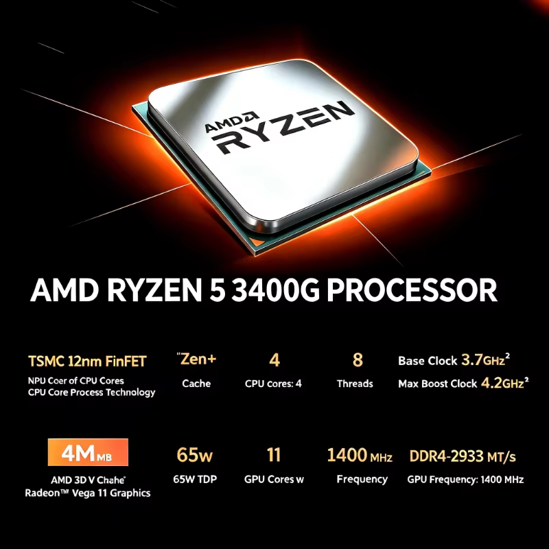 Processeur AMD Ryzen 5 3400G 4 cœurs 8 threads 4
