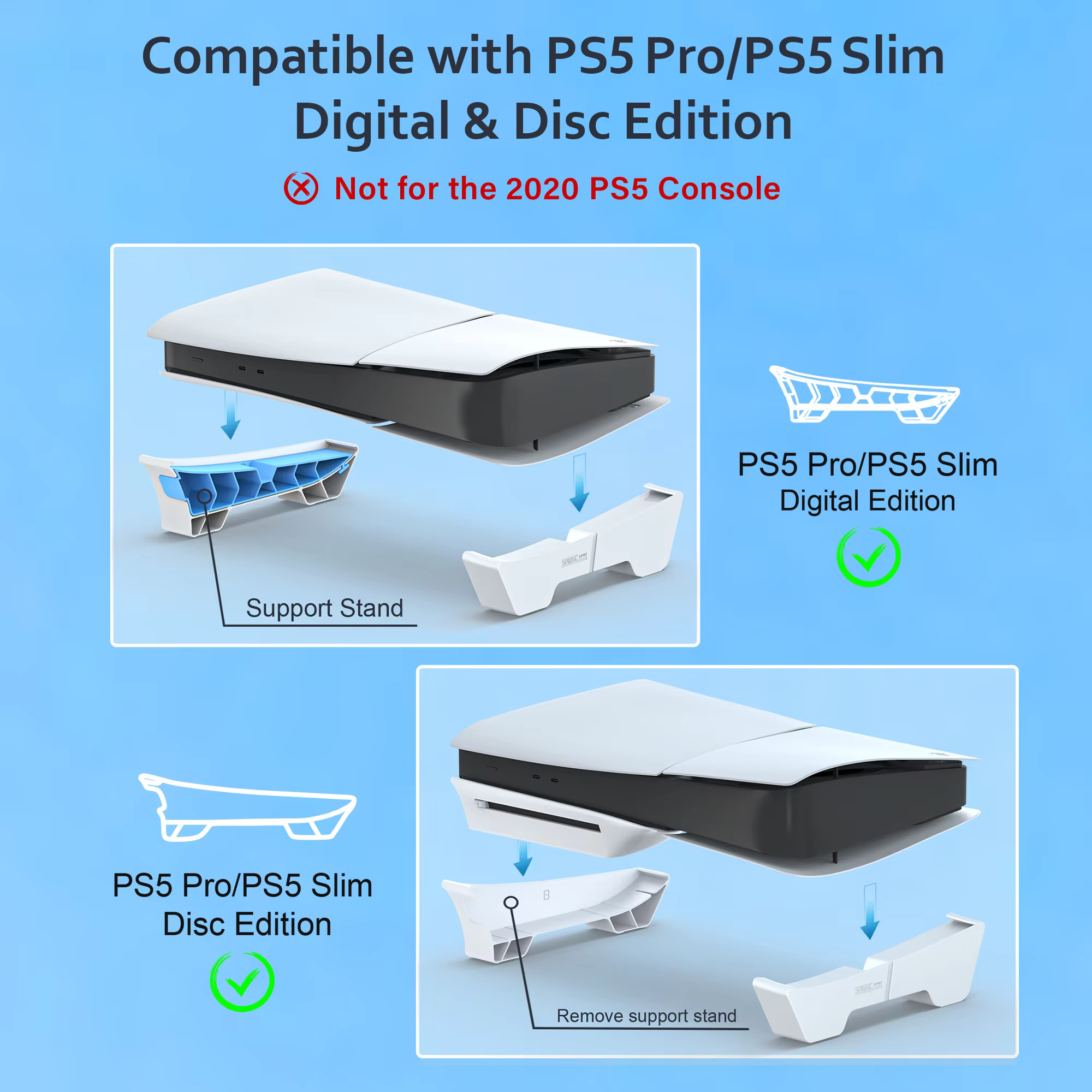 Support horizontal compatible avec la console PS5 Pro/PS5 Slim