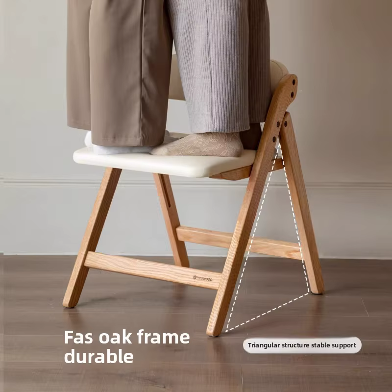Chaise pliante en bois massif de chêne, Style « carnet de notes», légère, polyvalente, Design ajusté, siège à dossier décontracté