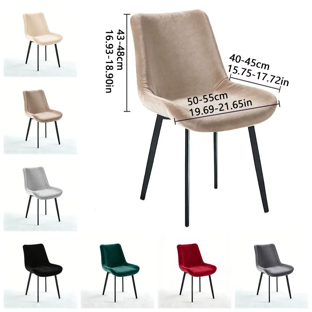 Housses de chaise de salle à manger en velours, couverture intégrale élastique, dossier court, couleur unie, anti-poussière, extensibles, pour décoration de fête