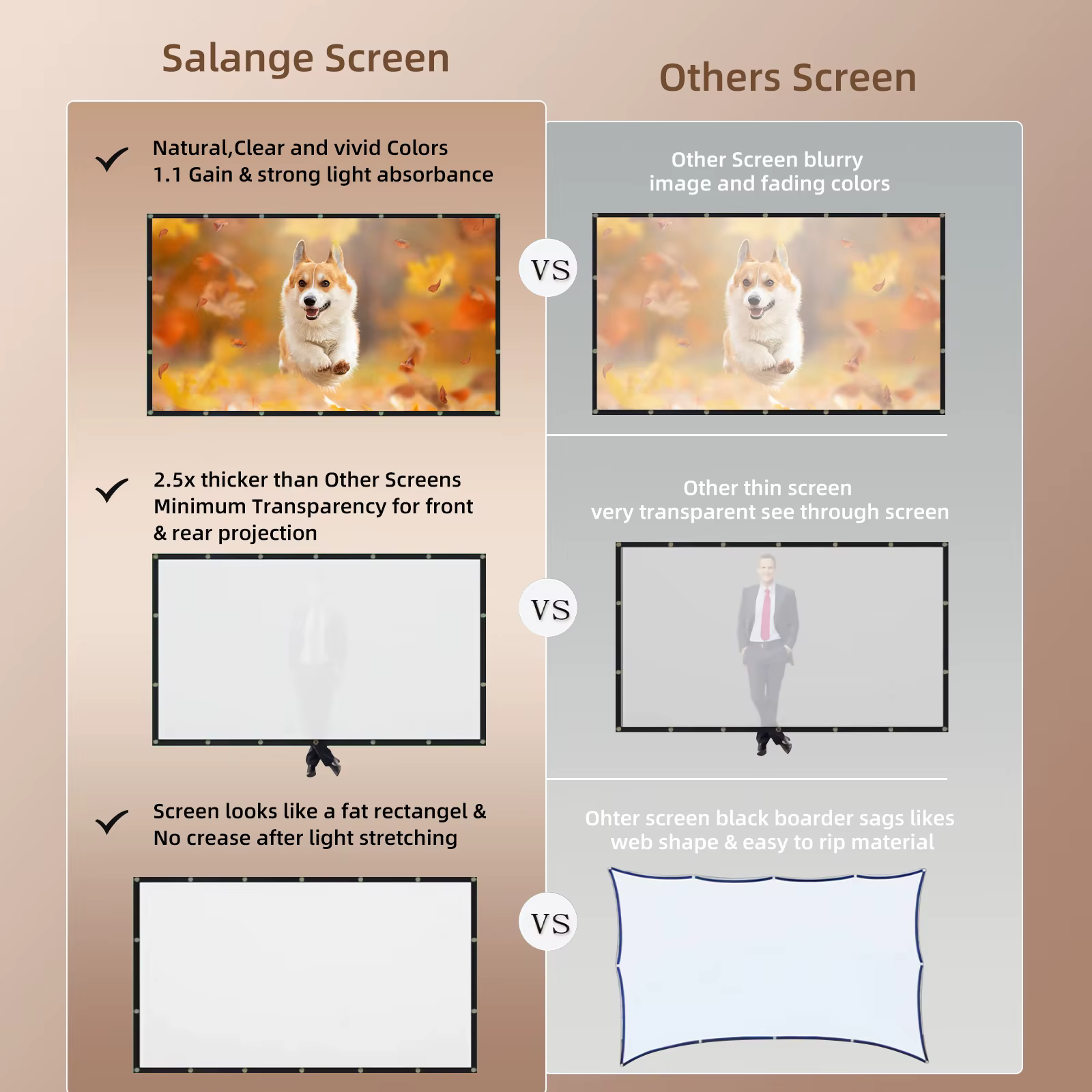Salange ecran projection écran de projection Portable et pliable