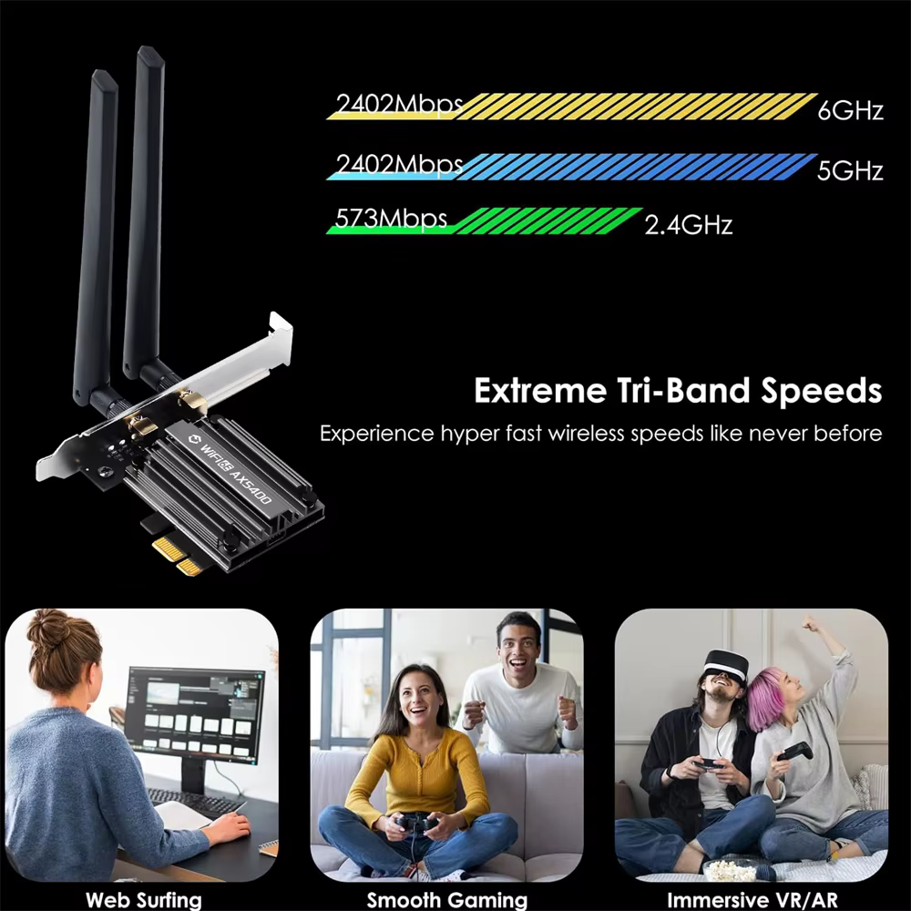Adaptateur WiFi 6EAX5400 BT 5.3 PCIE
