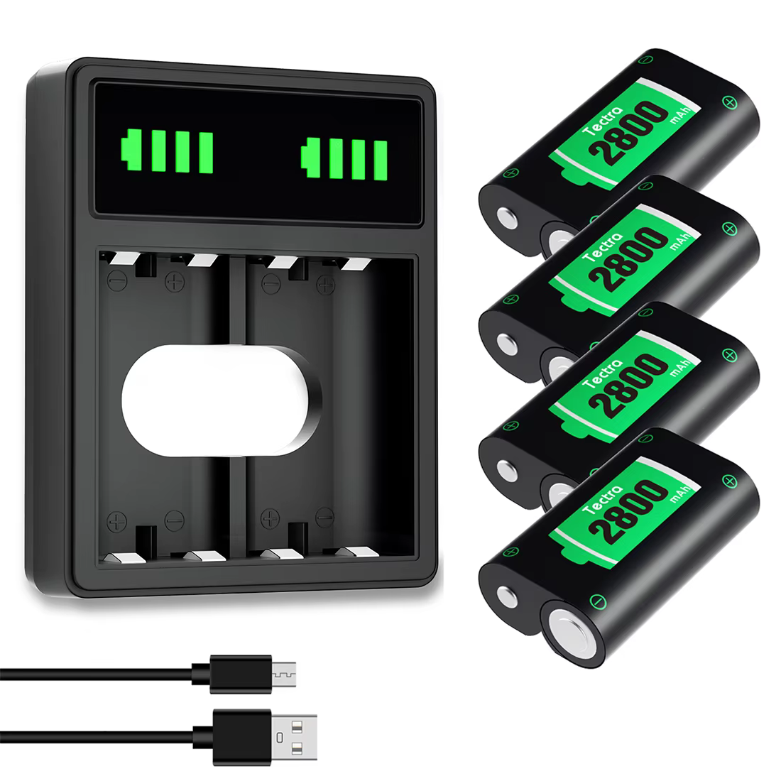 Batterie rechargeable Tectra 2800mAh avec chargeur double LED pour Xbox Series X | Manette