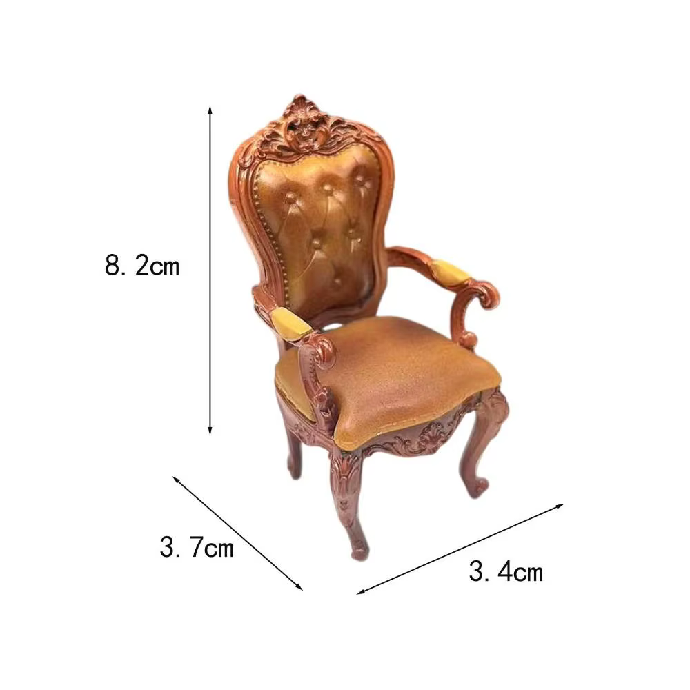 Chaises de maison de poupée de Style Vintage, échelle 1/12, Mini meubles miniatures rétro, simulation de luxe, chaise de salle à manger, Micro paysage