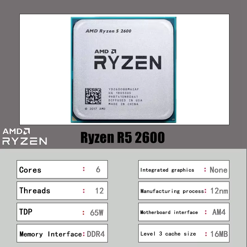 Processeur AMD Ryzen 5 2600 6 cœurs 12 threads 3
