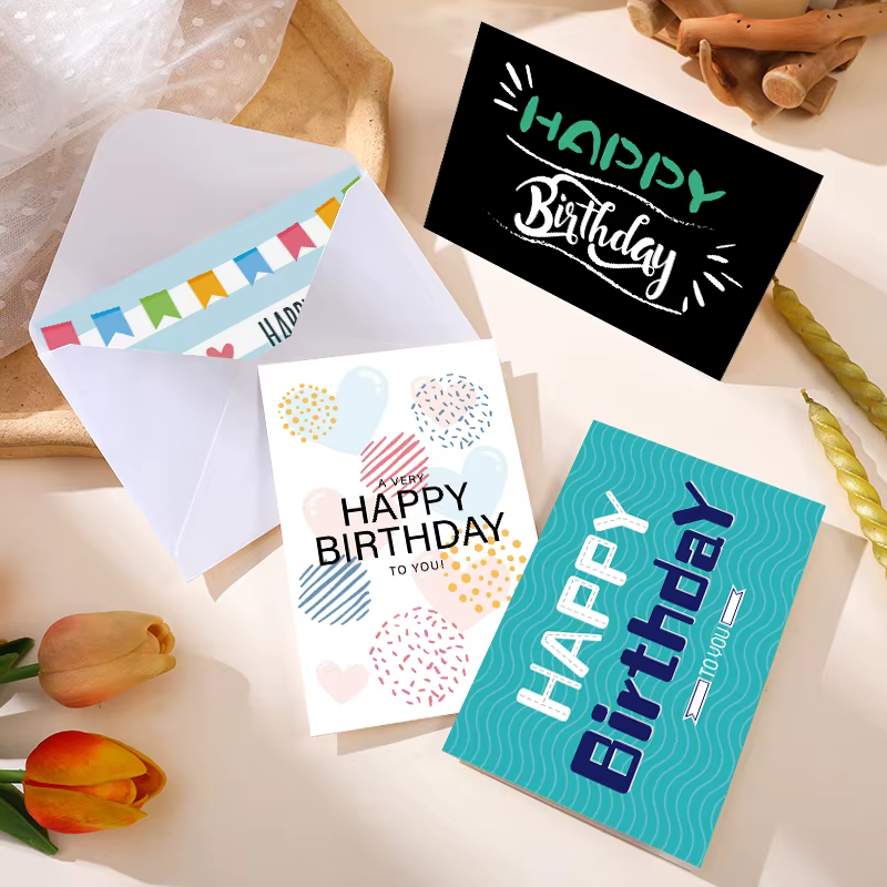 24 pièces carte de voeux joyeux anniversaire avec enveloppe cartes d'invitation de fête d'anniversaire enfants bricolage cartes manuscrites ensemble de cartes de Message