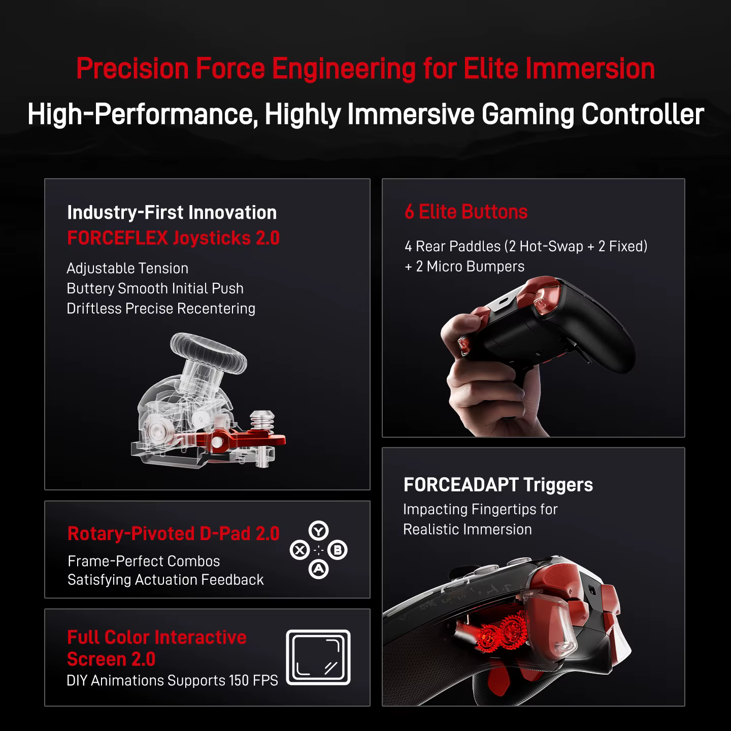 Manette de jeu sans fil Flydigi Apex 5 avec retour de force et commutateur tri-mode pour PC