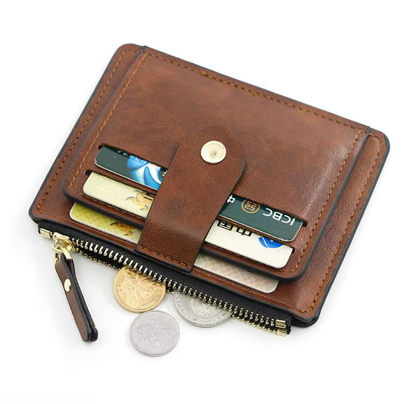Petit portefeuille de luxe en cuir pour hommes et femmes, porte-carte d'identité de crédit, Slim, avec poche pour pièces de monnaie, porte-monnaie de marque de styliste