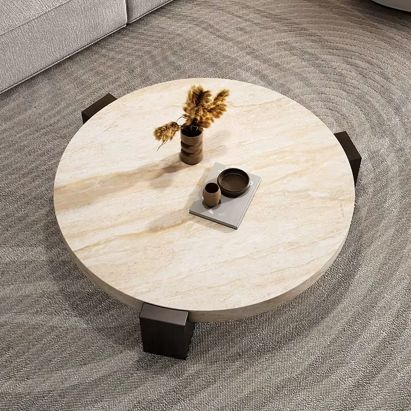 Tables basses originales style Japandi, en marbre, pour salon, avec plateau pour fleurs, design épuré, gain de place