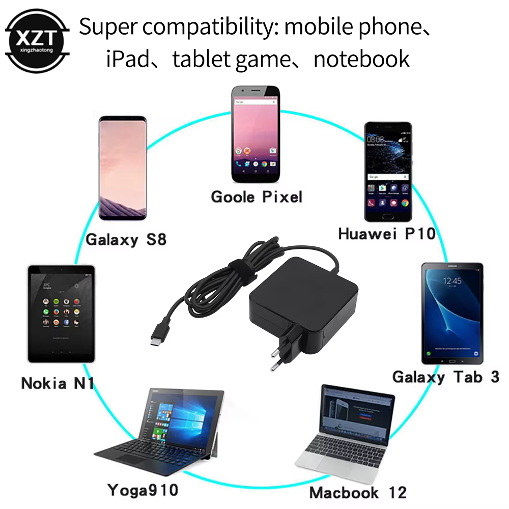 65W Max 60W 45w USB C Type C téléphone chargeur pour ordinateur portable adaptateur secteur pour MacBook ASUS ZenBook lenovo dell Xiaomi air HP Sony puissance