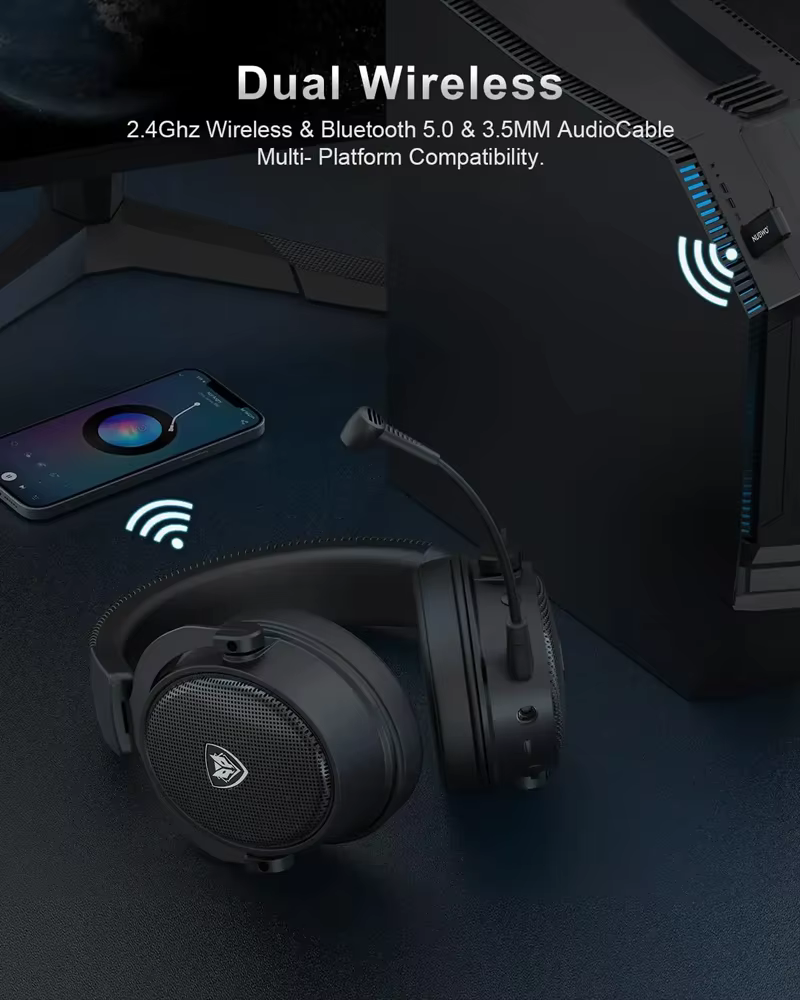 Casques de jeu sans fil NUBWO G07 pour PC