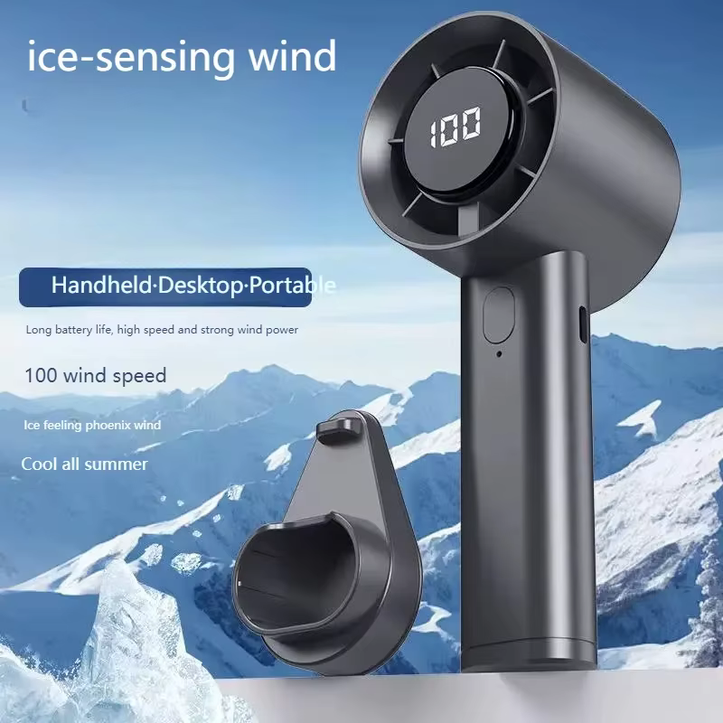 Ventilateur portable mini Lenovo avec écran LED, réfrigération semi-conductrice, 100 vitesses, batterie rechargeable USB, ventilateur d'extérieur