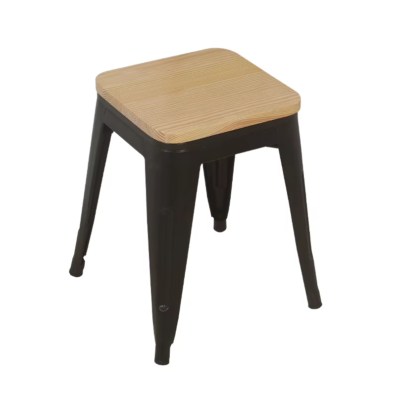 Chaise en métal de loisirs en bois massif simple vintage, chaise d'hôtel de café, tabouret de fer