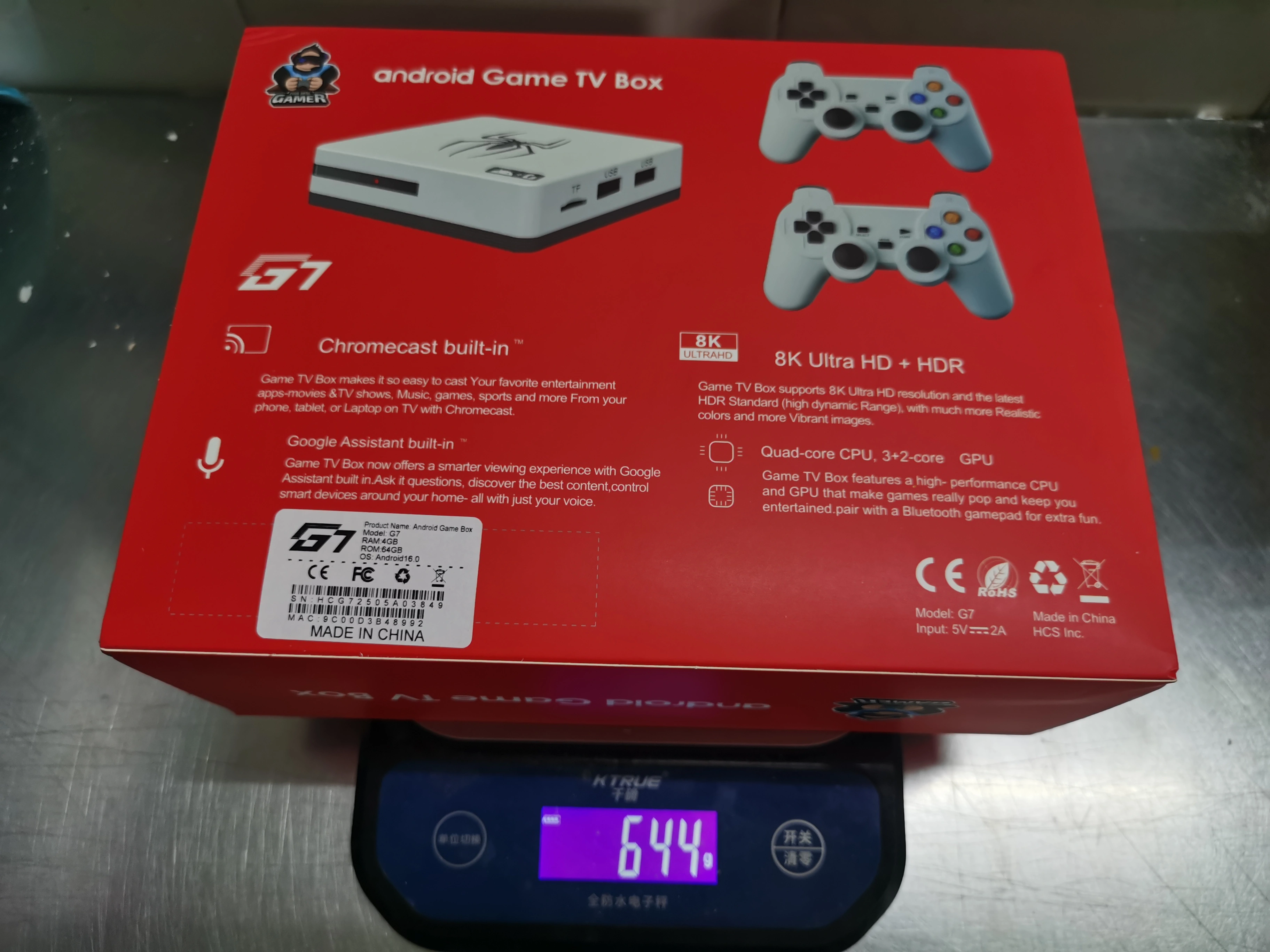 Consoles de jeux vidéo G7 8K 3D 64 Go avec manette sans fil 2.4G