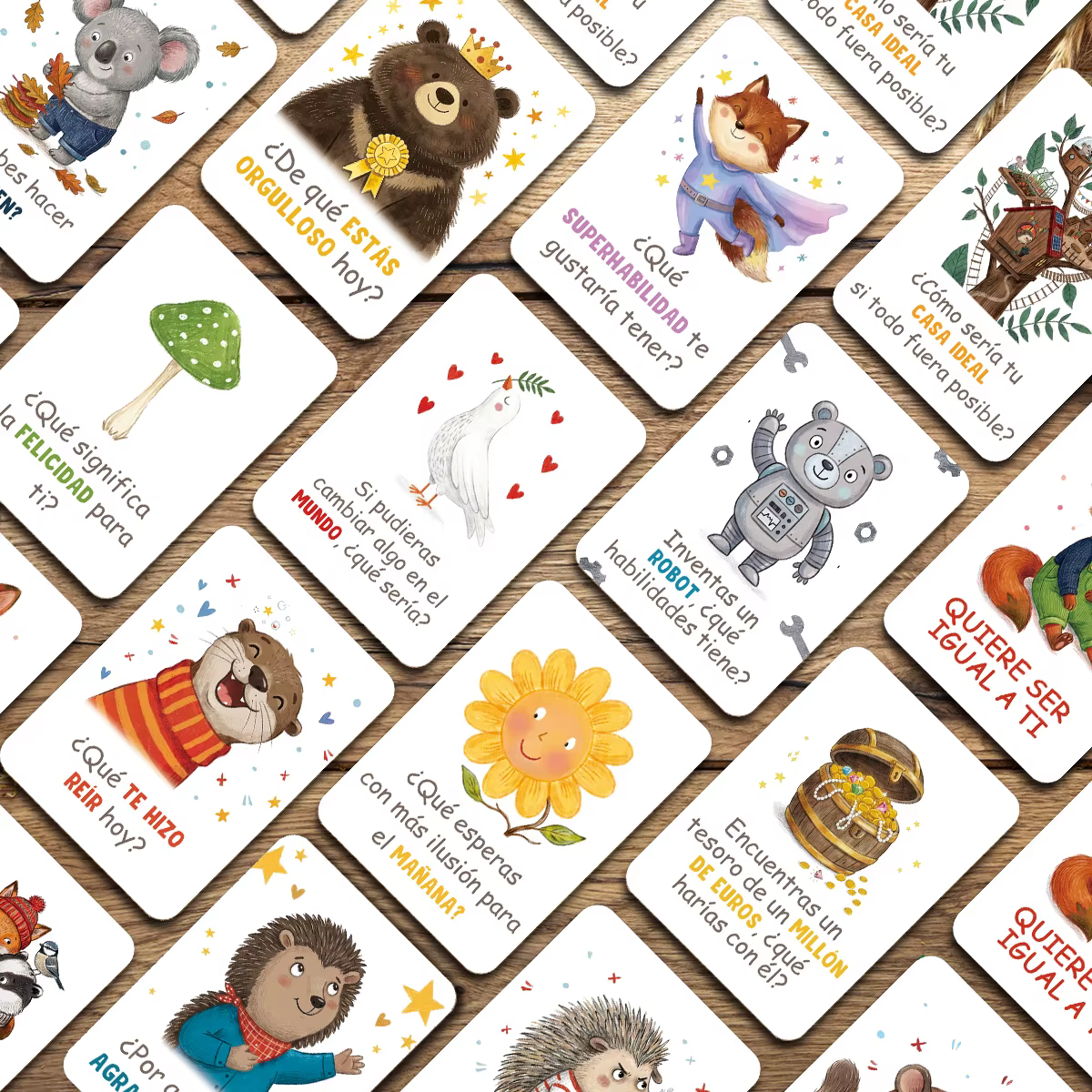 24 cartes de questions interactives en espagnol, cartes de réflexion sur soi et de développement de l'intelligence émotionnelle, cartes d'apprentissage de la langue espagnole