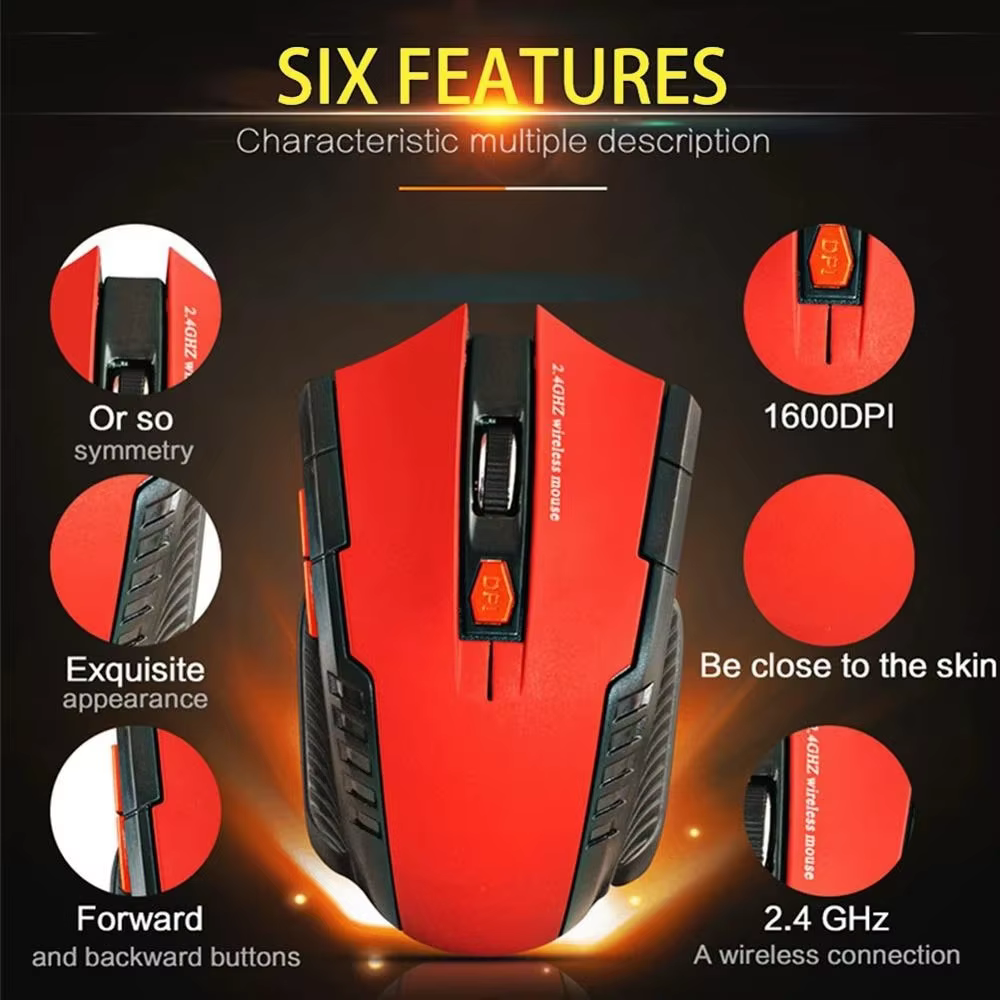 Souris sans fil 113, souris optique sans fil 2,4 GHz avec récepteur USB, souris sans fil portable à 6 boutons pour ordinateurs portables