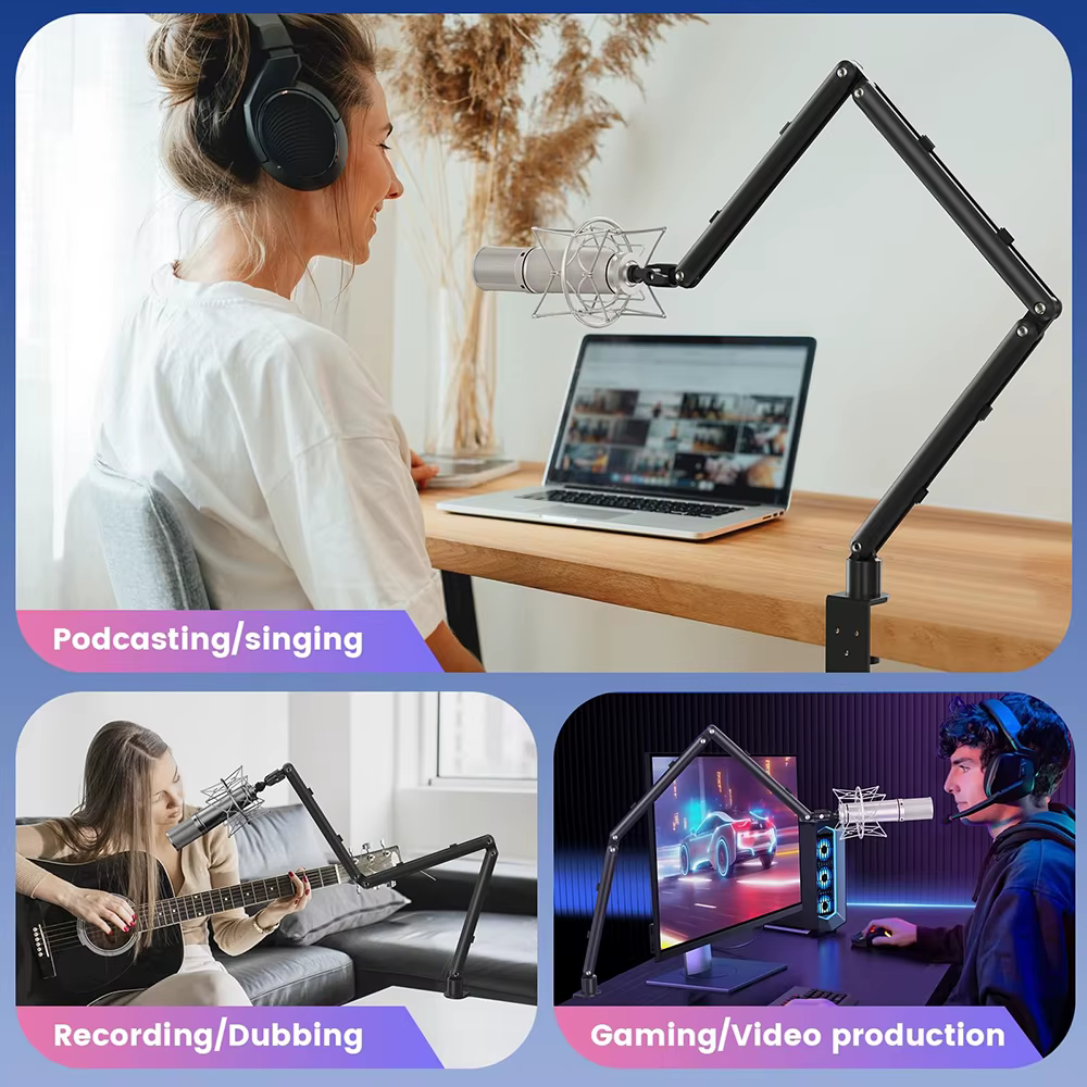 Support de microphone réglable pour bureau
