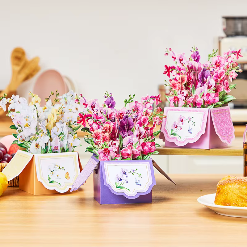 Carte de vœux à fleurs avec enveloppe, cadeaux Surprise pour la fête des mères, anniversaire de Thanksgiving, anniversaire de mariage, boîte florale Pop-up 3D