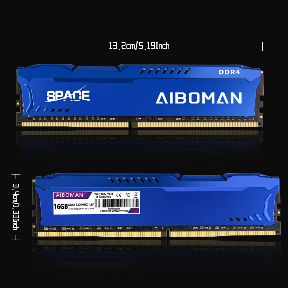 AIBOMAN RAM DDR4 16G 3200MHZ Gaming Ram avec dissipateur thermique