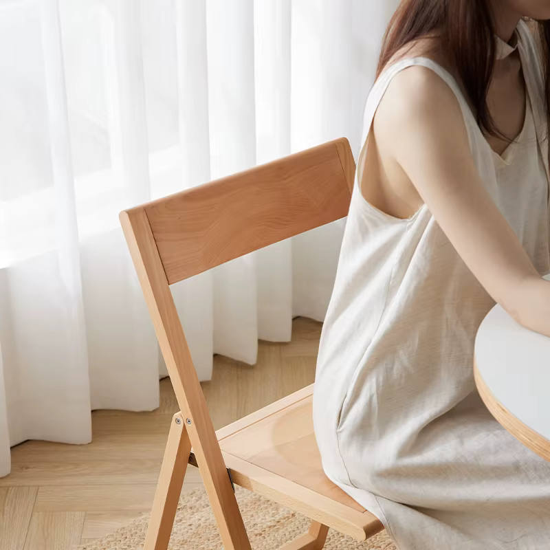 Chaise pliante nordique en bois massif avec dossier pour usage domestique