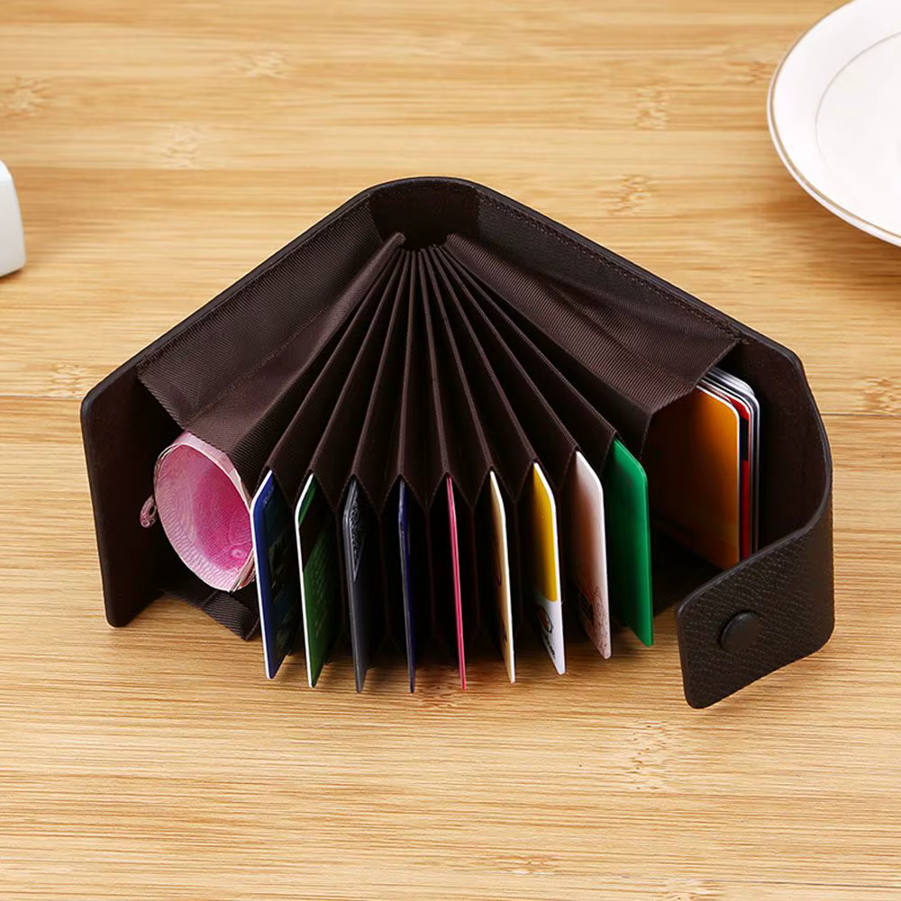 Porte-cartes en cuir à fentes multiples, porte-cartes de crédit, portefeuille de poche, clip multifonctionnel, portable, unisexe, carte d'identité professionnelle, évaluation