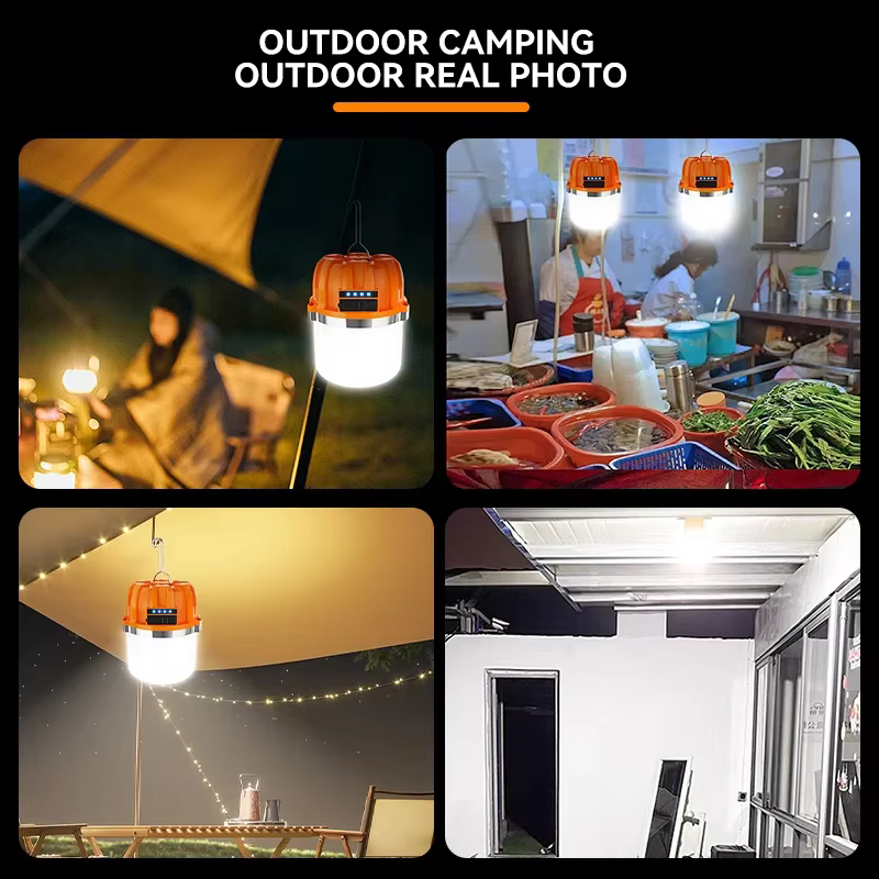 Lanterne de Camping LED 500W, lampe Portable Rechargeable par USB, ampoule avec affichage de puissance, lumière de secours pour la pêche en plein air