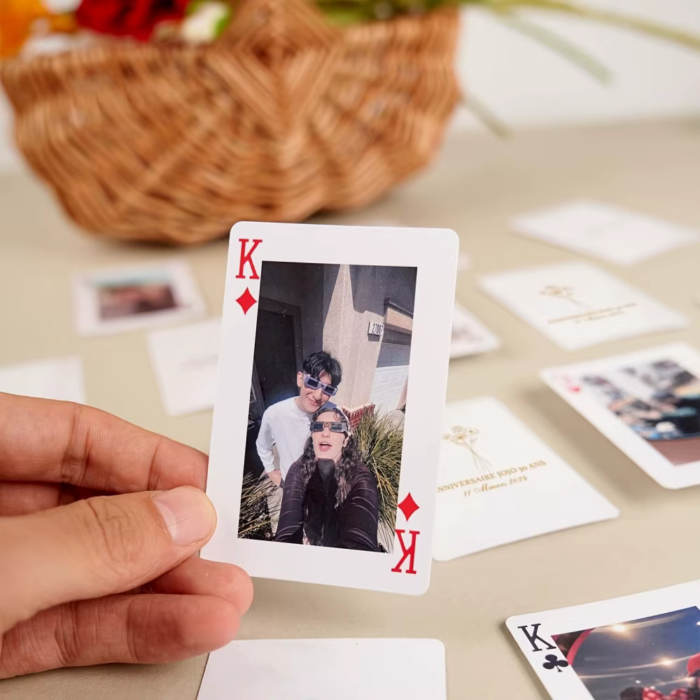 1 jeu de 54 cartes à jouer personnalisées avec photos de famille |   Carton de qualité supérieure, impression de haute qualité, souvenir familial personnalisé, cartes