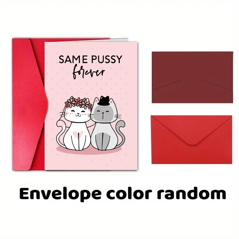 1 pièce, carte de mariage amusante, carte d'anniversaire de mariage, carte joyeuse pour la Saint-Valentin, carte chat mignon, pour femme, mari.