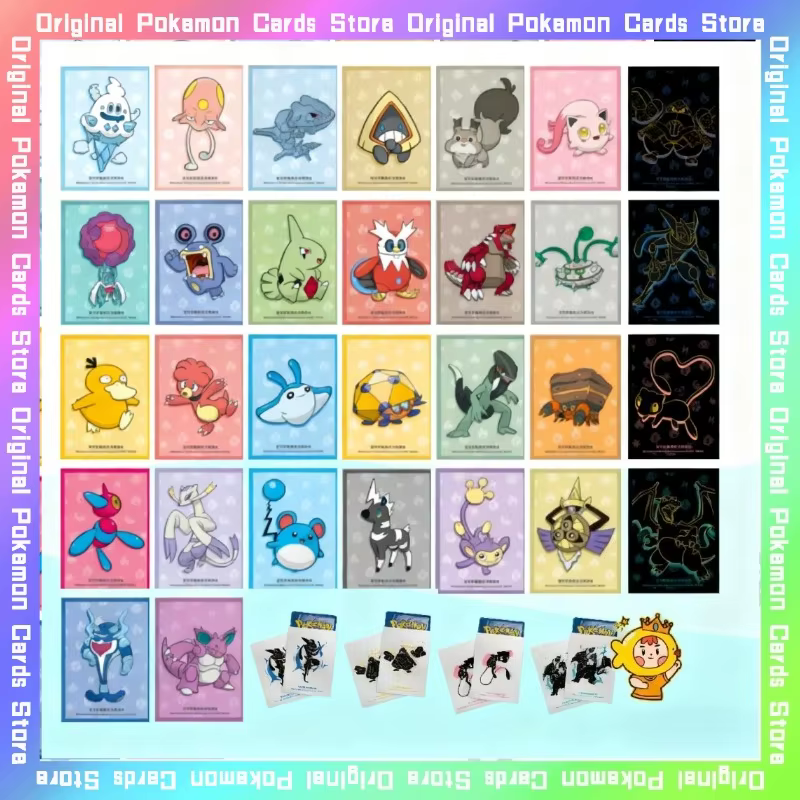 100% Original Pokemon 64 pièces manchon de carte voyage boîte-cadeau commerce PTCG simplifié chinois à collectionner couverture de Protection jouet cadeaux