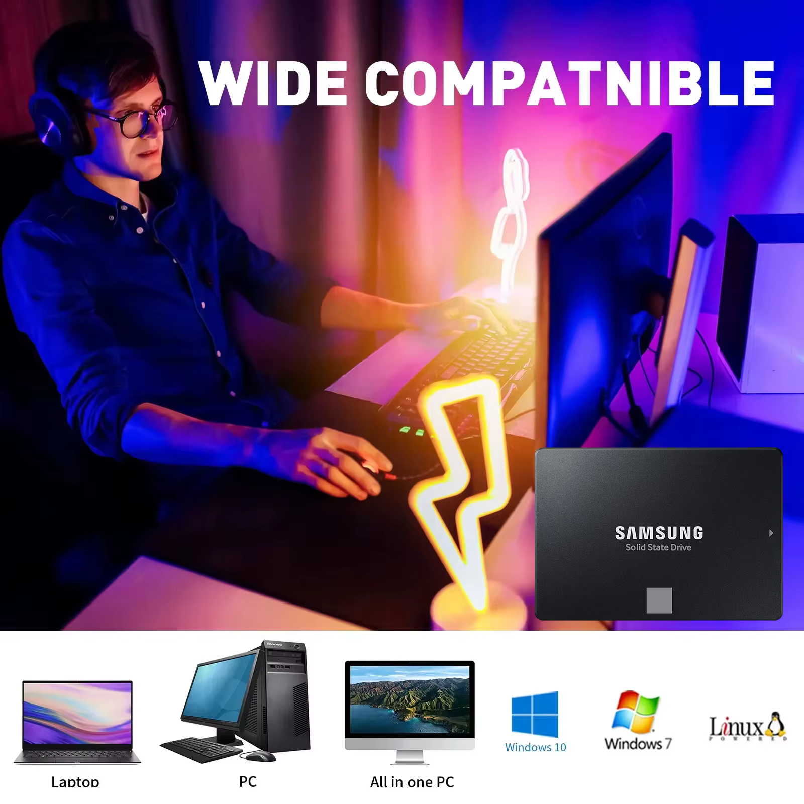 SAMSUNG 870 EVO SSD SATAIII MLC Disque dur interne à semi-conducteurs 2.5 HDD pour ordinateur portable