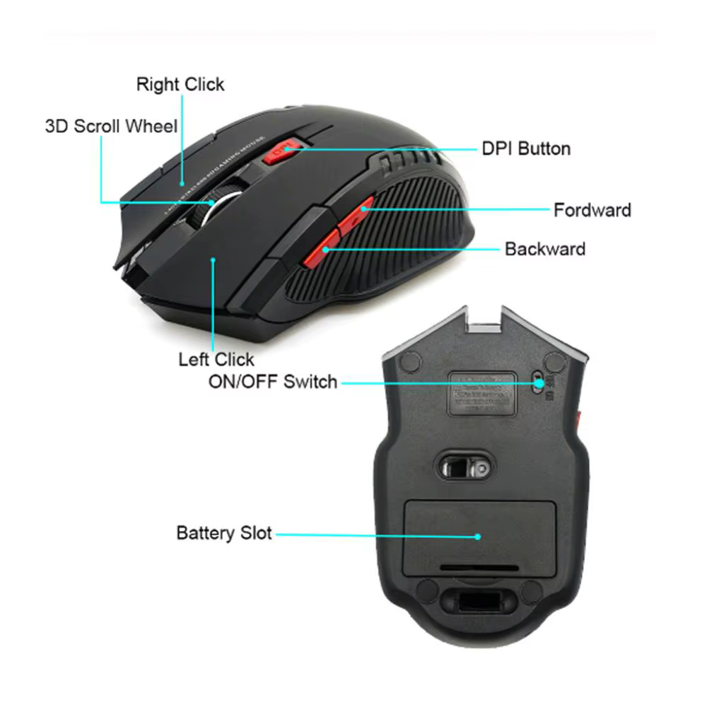 Souris optique sans fil 2000DPI 2.4GHz
