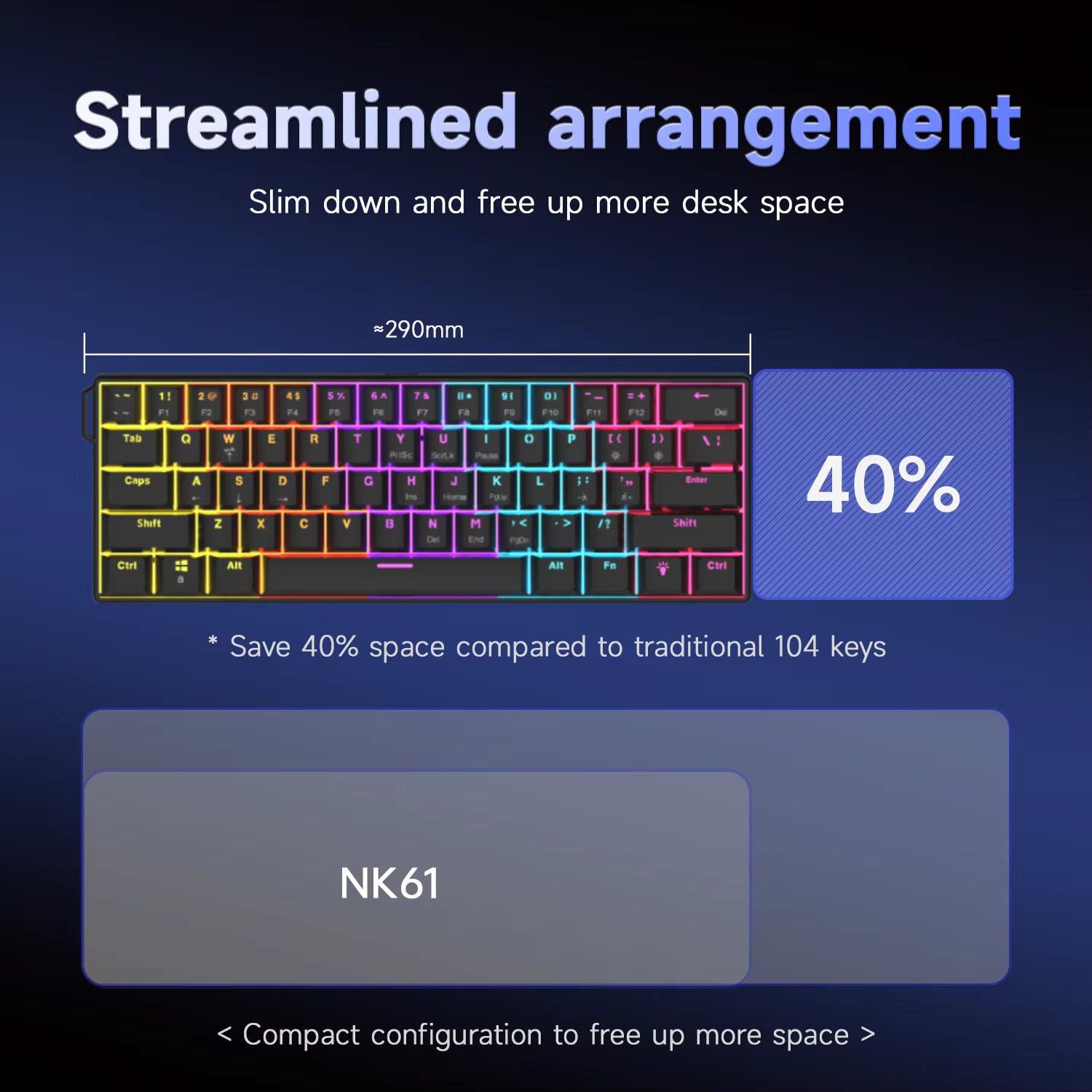 AJAZZ NK61 clavier mécanique de jeu filaire 60% rvb échangeable à chaud 61 touches commutateur rouge Mini