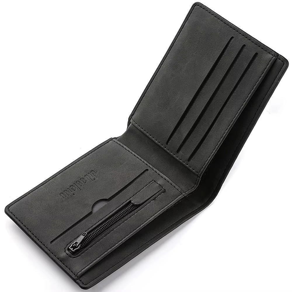 Portefeuille pliable en cuir PU pour homme, porte-monnaie de grande capacité, fente multi-cartes, court, mode