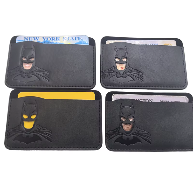 1 pièces en cuir chauve-souris porte-carte d'identité étui portefeuille personnalisé super-héros masque porte-carte cadeau