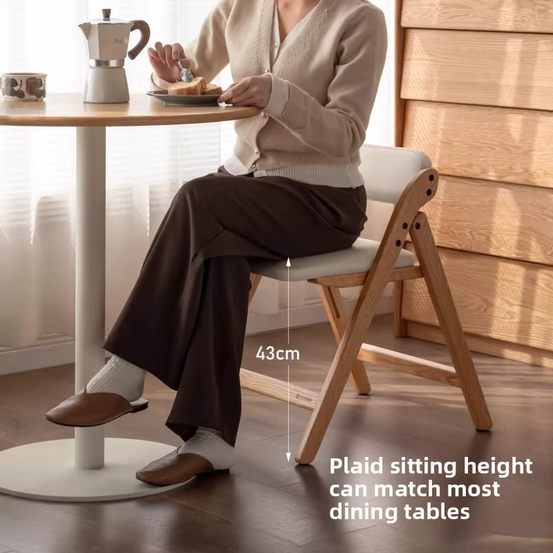 Chaise pliante en bois massif de chêne, Style « carnet de notes», légère, polyvalente, Design ajusté, siège à dossier décontracté