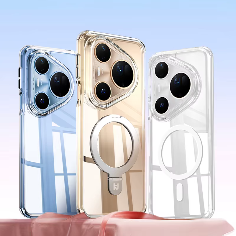 Coque transparente pour Magsafe pour Huawei Pura 80 70 Pro Pro+ Ultra avec anneau magnétique et support, compatible avec la charge sans fil