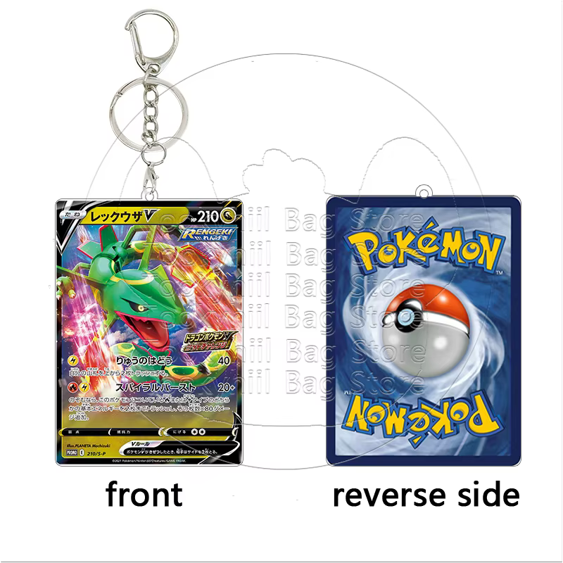 Porte-clés en acrylique Rayquaza, pendentif de sac pour garçon, personnages de dessins animés, accessoires de collection, cadeau d'anniversaire, pour cartes d'étudiant et jeux Pokémon
